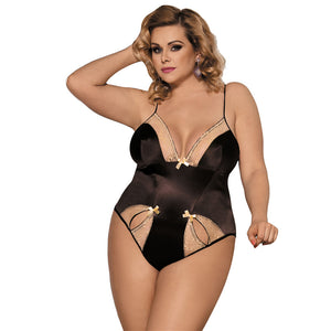Adira Gold Lace Detail Satin Bodysuit