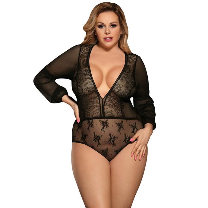 Valencia Lace Chiffon Long Sleeve Bodysuit